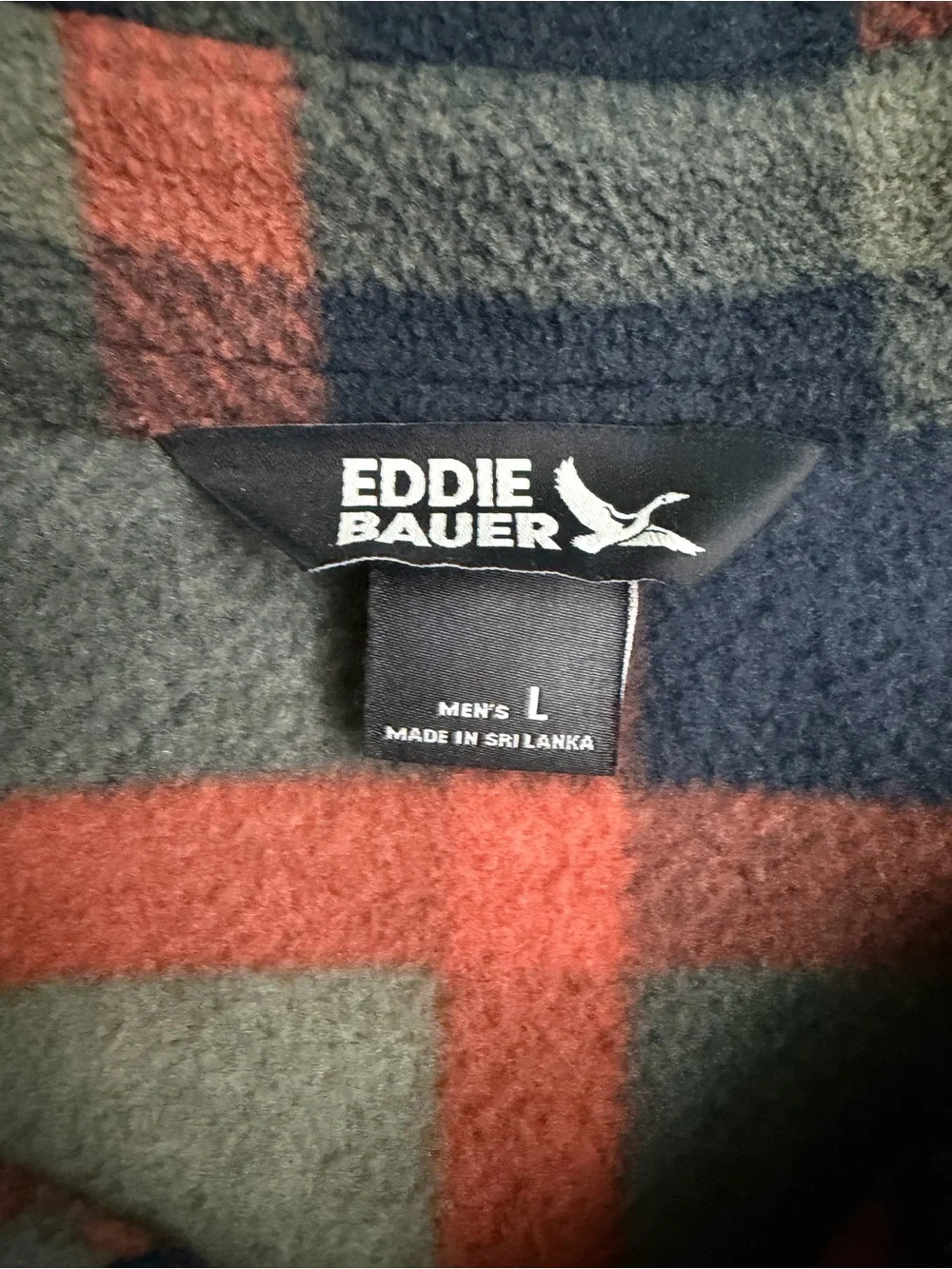 Eddie Bauer Fast Fleece Plaid Button Up Shirt Jacket Men’s Size Large - Picture 5 of 5
